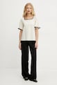 Weekend Max Mara t-shirt bawełniany 2515941062600 beżowy SS25