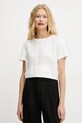 Weekend Max Mara t-shirt z domieszką lnu regular biały 2515941112600
