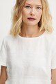 Weekend Max Mara t-shirt z domieszką lnu biały 2515941112600