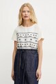 Футболка с примесью льна Weekend Max Mara бежевый 2515941112600