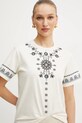 Хлопковая футболка Weekend Max Mara бежевый 2515971042600