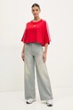 adidas Originals pamut póló BOXY TEE JY8885 piros SS25