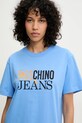 Moschino Jeans t-shirt bawełniany niebieski 0712.3732