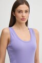 United Colors of Benetton top bawełniany fioletowy 3GA2DH010