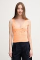 Βαμβακερό τοπ United Colors of Benetton βαμβάκι πορτοκαλί 10C1EH01A