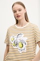 Памучна тениска Desigual LEMON бежов 25SWTKAE