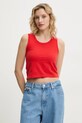 American Vintage top bawełniany czerwony FAZ01AE25