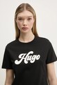 Бавовняна футболка HUGO чорний 50539101
