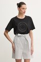 Liu Jo tricou din bumbac imprimeu negru TA5174.JS923