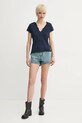 Памучна тениска ZADIG&VOLTAIRE JWTN02632.404 тъмносин SS25