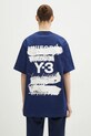 Памучна тениска Y-3 Graphic SS Tee свободна тъмносин JM7816