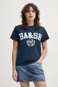 BA&SH t-shirt bawełniany IONI nadruk granatowy 1E25IONI