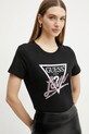 Βαμβακερό μπλουζάκι Guess μαύρο W5GI05.I3Z14