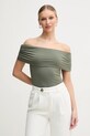 Guess bluzka CHARLOTTE z elastanem zielony W5GP08.KACM2