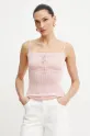 Bavlněný top Guess REINA hladký růžová W5GR40.Z3NX0