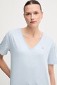 Памучна тениска Tommy Hilfiger свободна син WW0WW43901