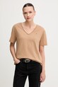 Памучна тениска Tommy Hilfiger свободна кафяв WW0WW43901