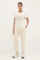 Dkny t-shirt bawełniany DP5T1228 beżowy SS25