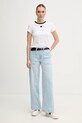 Памучна тениска Dkny DJ5T1340 бял SS25