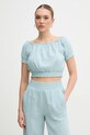Dkny camicetta in cotone semplice blu DJ5W2110