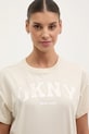 Bombažna kratka majica Dkny bež DP5T1224