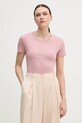 Bavlnené tričko Alpha Industries Crystal T Wmn nášivka ružová 136063