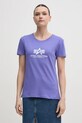 Bavlnené tričko Alpha Industries New Basic T Wmn potlač fialová 196051