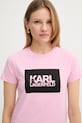 Хлопковая футболка Karl Lagerfeld розовый ASW17010