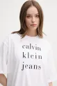 Bavlněné tričko Calvin Klein Jeans bílá LV047B827G