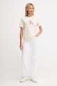 Βαμβακερό μπλουζάκι Calvin Klein Jeans LV047B865G μπεζ NC25