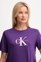 Calvin Klein Jeans t-shirt bawełniany fioletowy LV047B865G