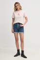Calvin Klein Jeans tricou din bumbac LV047B863G roz SS25