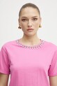Morgan t-shirt bawełniany DOUTI różowy DOUTI
