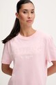 Guess t-shirt bawełniany CLEMATIS różowy V5GI09.K9RM1