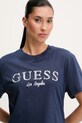 Guess t-shirt bawełniany CLEMATIS granatowy V5GI09.K9RM1