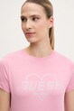 Памучна тениска Guess NARCISO розов V5GI10.K9RM1
