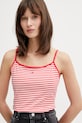 Tommy Jeans top de femei din bumbac cu elastan rosu DW0DW20675