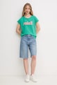 La Petite Française tricou din bumbac TYFANY PFTIFANY verde SS25