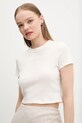Bavlněné tričko Tommy Jeans béžová DW0DW20329