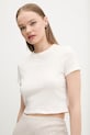 Bavlněné tričko Tommy Jeans béžová DW0DW20329