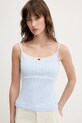 Îmbrăcăminte Tommy Jeans top din bumbac DW0DW20620 albastru