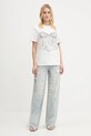 Miss Sixty t-shirt z domieszką jedwabiu 6S2SJ16200 biały SS25