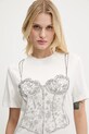Miss Sixty t-shirt z domieszką jedwabiu biały 6S2SJ16200