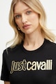 Just Cavalli tricou din bumbac negru 78PAHT05.CJ500