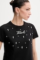 Karl Lagerfeld pamut póló fekete A2W17120
