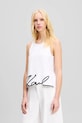 Bavlněný top Karl Lagerfeld hladký bílá A2W17066