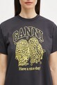 GANNI t-shirt bawełniany Basic Jersey Owls Relaxed szary T4059