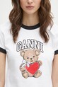 Хлопковая футболка GANNI Basic Jersey Bear Small белый T4061