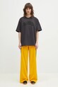 Хлопковая футболка GANNI Heavy Cotton Drop Shoulder T4095 серый