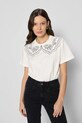 Βαμβακερό μπλουζάκι Bizuu COLLARY στάμπα μπεζ COLLARY.KREMOWY.SS25